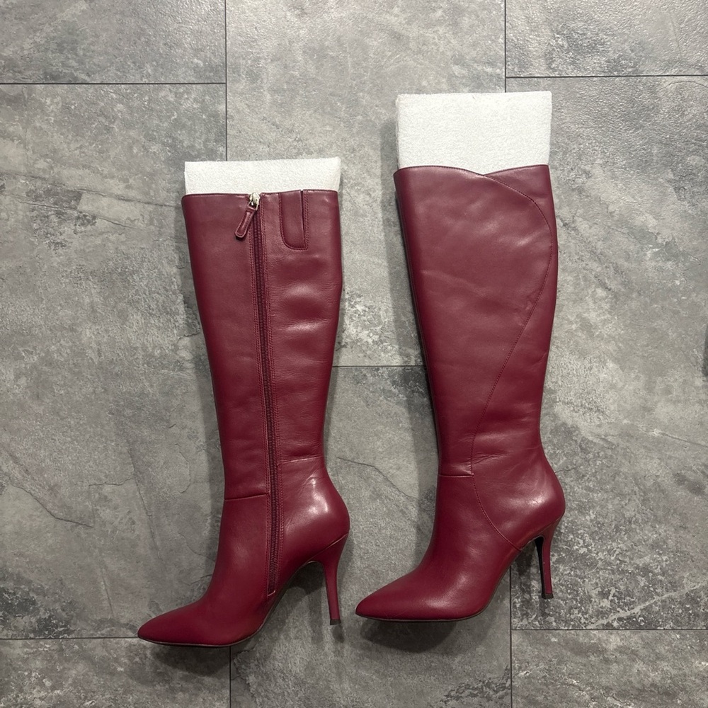 NWT Brand New Nine West Burgundy Knee-High Boots Women’s Size 6 4 Inch Heels